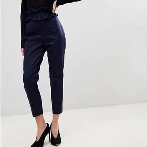 Ted Baker Saleana Tapered Pants with Ruffle Waist in Navy  Sz 2 ( US 6)